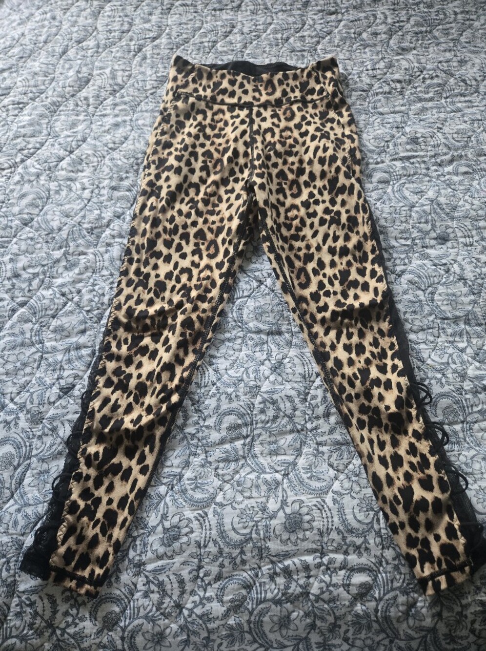 PINK Victoria's Secret Leopard Print Lace-Up Leggings - Tan and Black